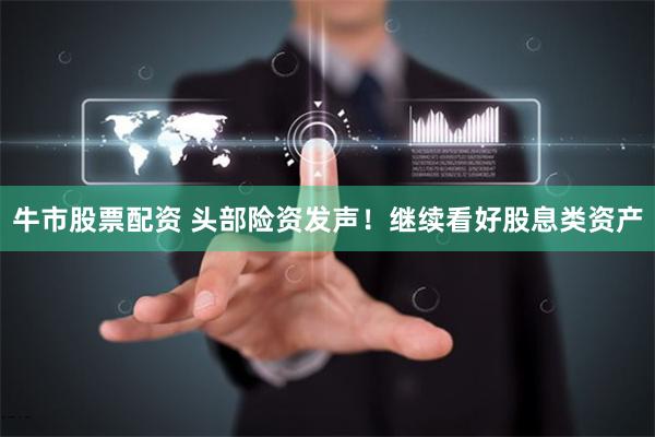 牛市股票配资 头部险资发声！继续看好股息类资产